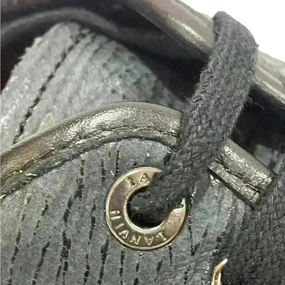 Lanvin Mens Sneakers DBB1 Black Patent  And Épi Leather Cap Toe Low Top Size 9 - Picture 8 of 16